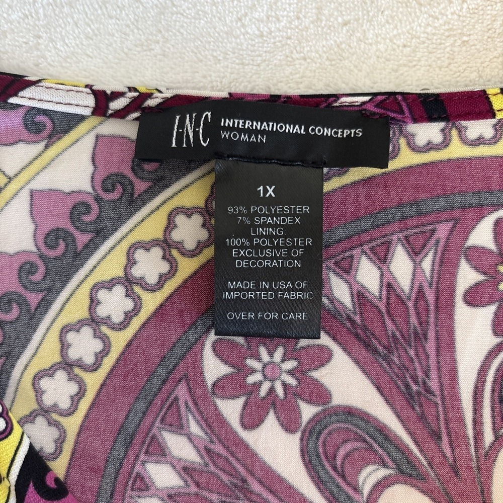 Vintage INC‎ International Concepts Sequin Medallion Floral Empire Waisted 1X - Picture 3 of 11